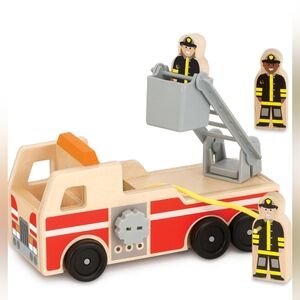 Wooden Fire Truck Toy with Firefighters